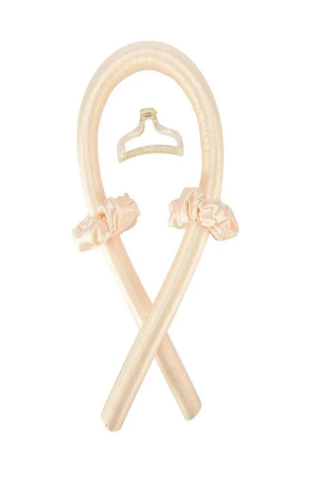 Set dama, Ondulator fara caldura pentru bucle naturale, 2 elastice si o clama de par, crem