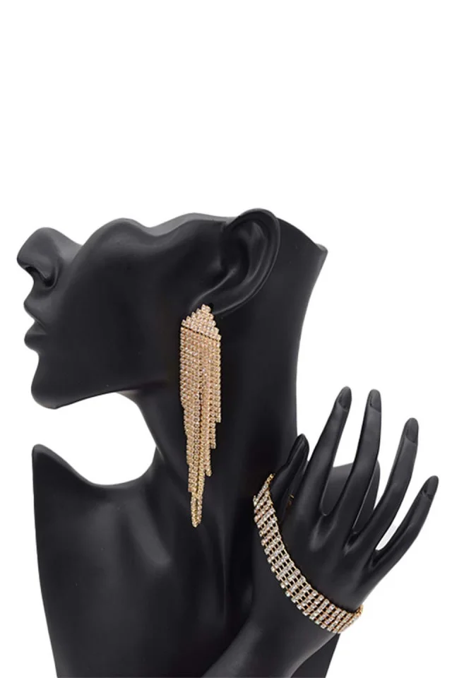 Set Darias, cercei si bratara din pietre semipretioase, auriu, SV015