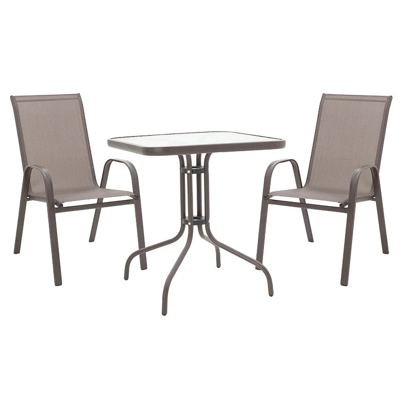Set de cina 3 bucati Watson-Calan metal negru-texMaron maro 70x70x70cm