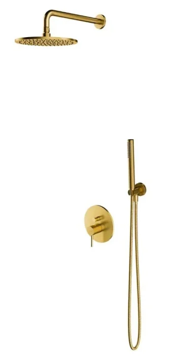 Set de dus cu baterie incastrata, corp inclus, diametru palarie 25 cm, auriu periat, OMNIRES Y