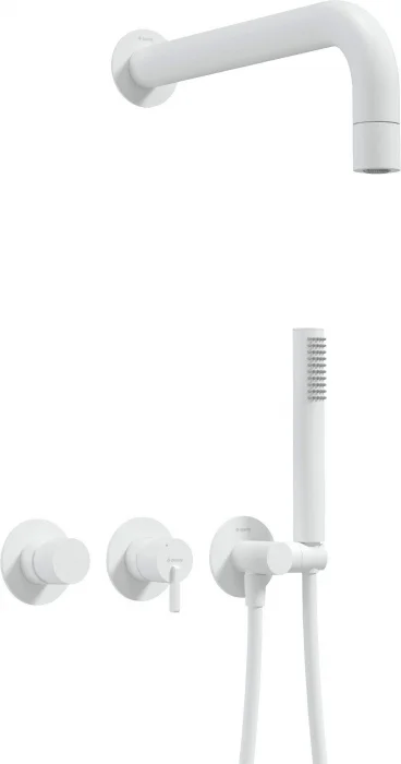 Set de dus incastrat, brat dus ploaie, para de dus si baterie, alb, Deante Silia