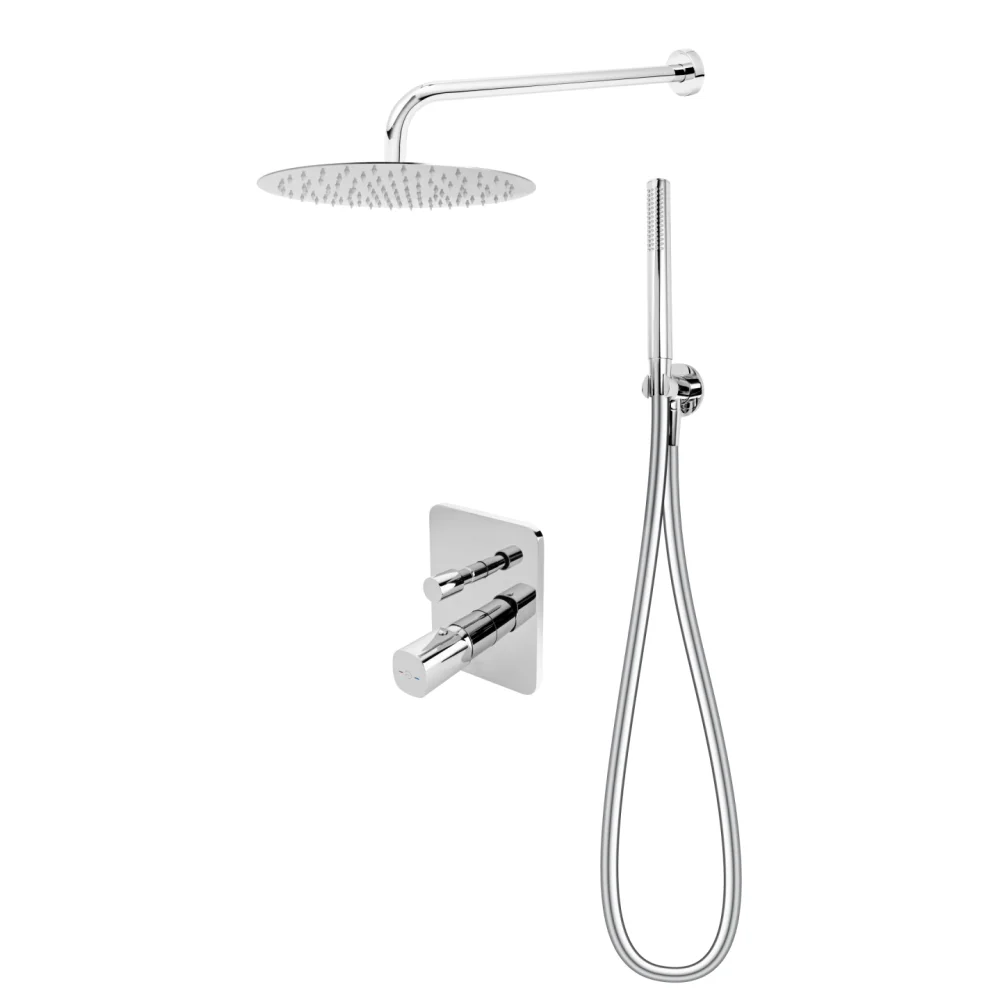 Set de dus incastrat FDesign Meandro, cu palarie rotunda, crom lucios