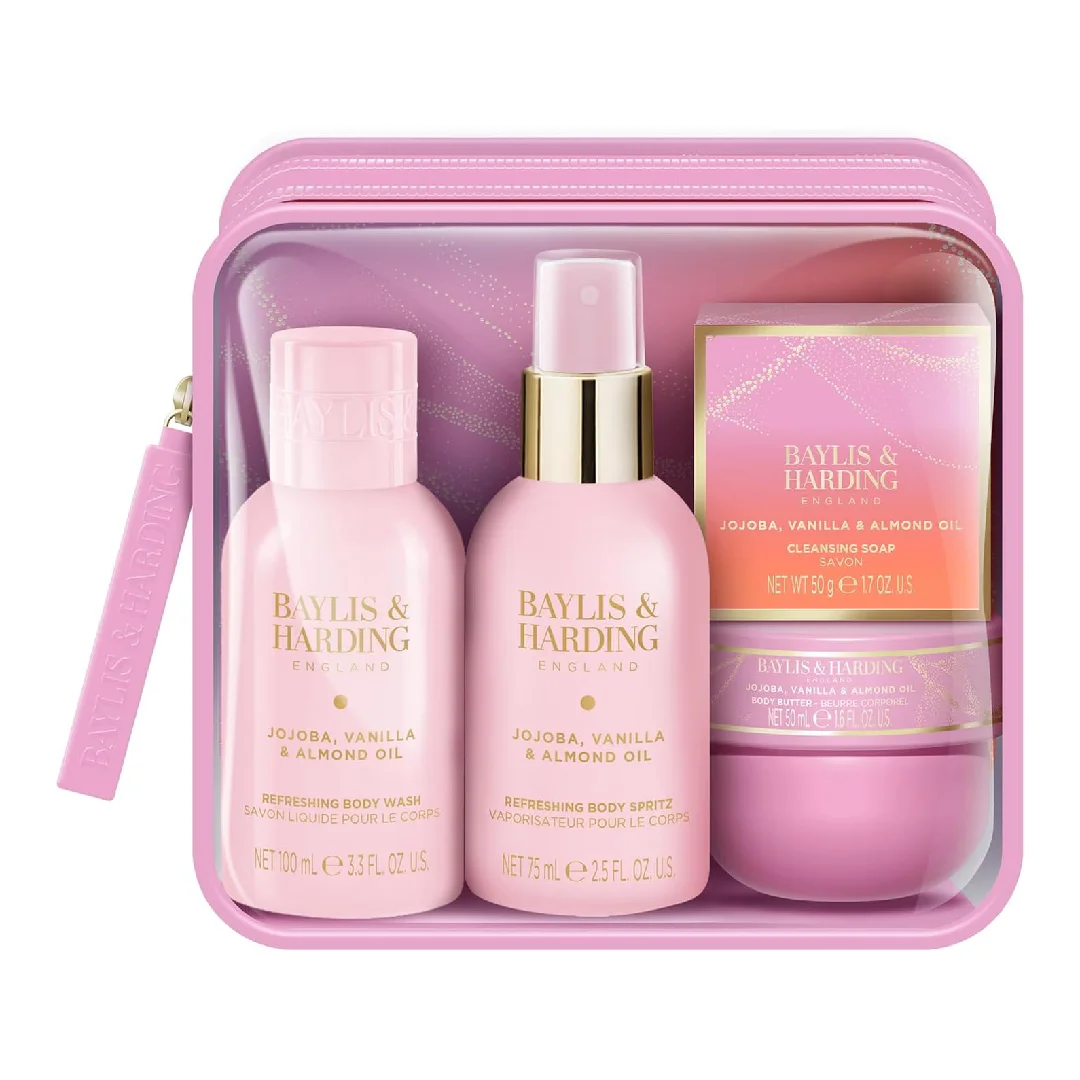 Set de ingrijire Jojoba, Vanilla & Almond Oil, 4 piese, Baylis & Harding