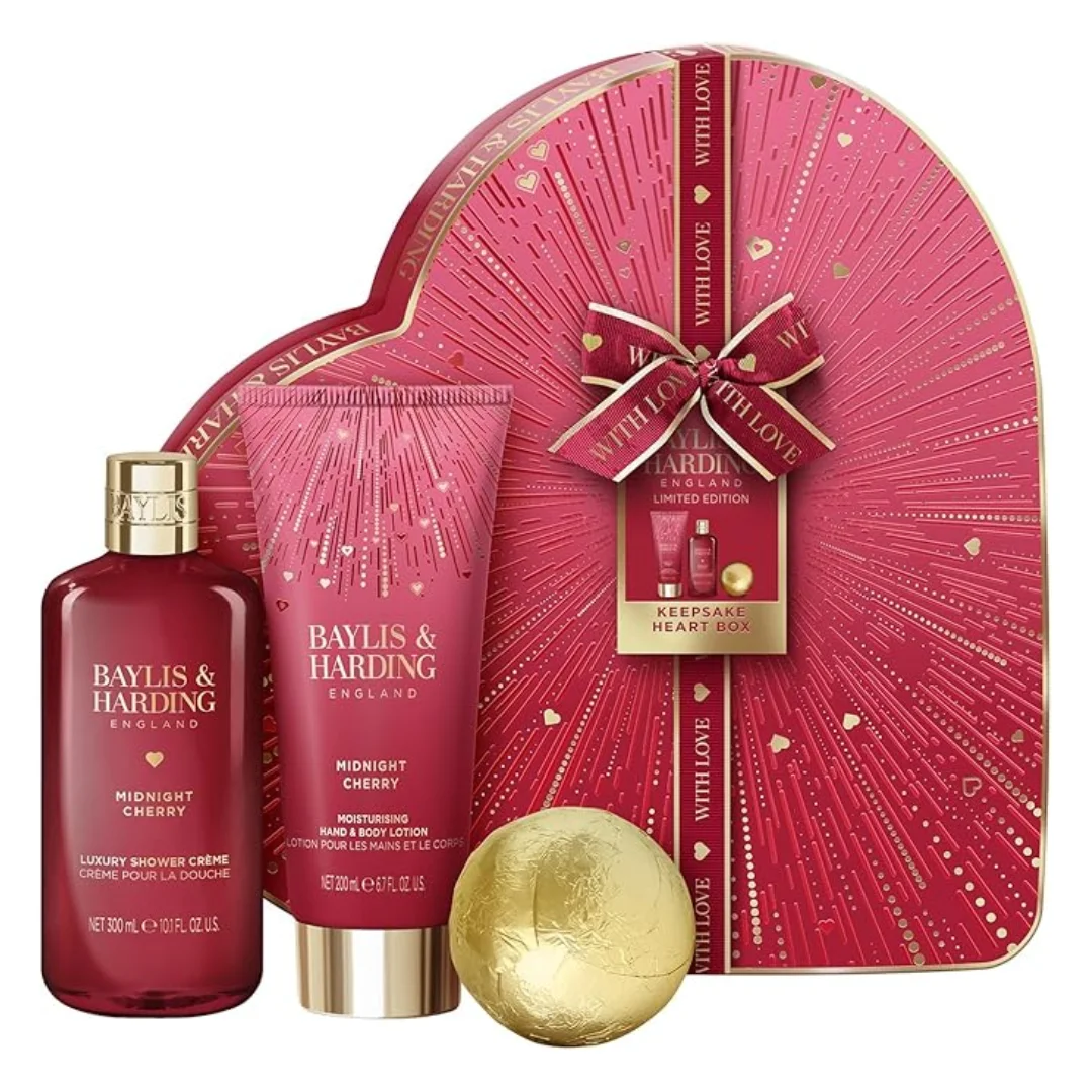 Set de ingrijire Midnight Cherry Luxury Heart, 3 piese, Baylis & Harding