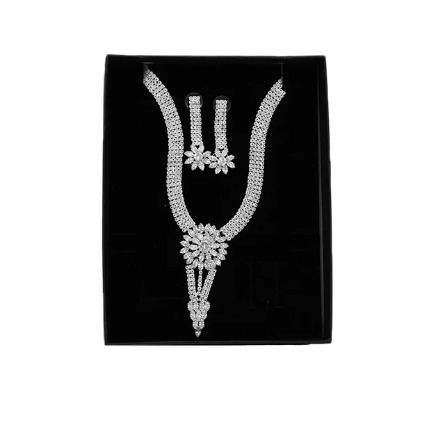 Set Dreams, cercei si colier cu floare din pietre semipretioase, argintiu, SD001