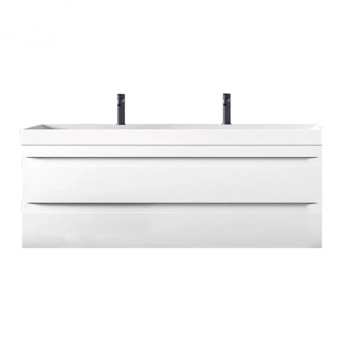 Set dulap baie cu lavoar inclus, 2 sertare glisante, KolpaSan Naomi 120 cm, alb
