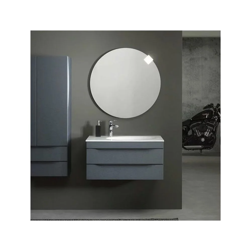 Set dulap baie cu lavoar inclus KolpaSan Malaya, 81 cm, gri inchis