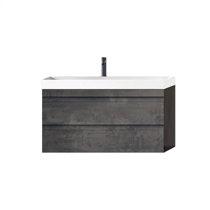 Set dulap baie cu lavoar inclus KolpaSan Naomi 80 cm, dark concrete