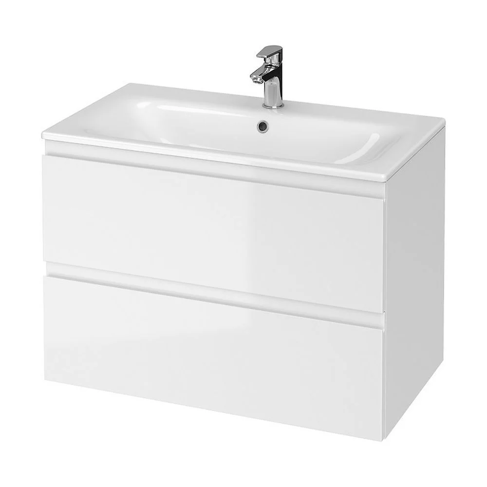 Set dulap baie suspendat 2 sertare cu lavoar Cersanit Moduo-in, 80 cm, alb