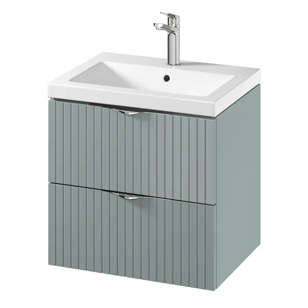 Set dulap baie suspendat 2 sertare lavoar inclus, 60 cm, culoare fiord mat, MDF, Cersanit Tirso