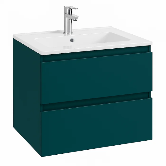 Set dulap baza suspendat Defra Como verde cu lavoar compozit Flex 60