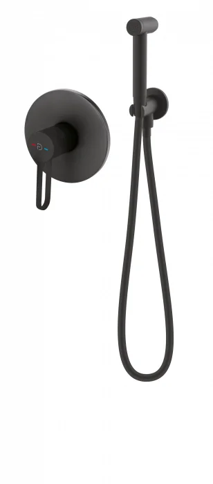 Set dus igienic cu baterie incastrata, negru mat, Zaffiro FDesign