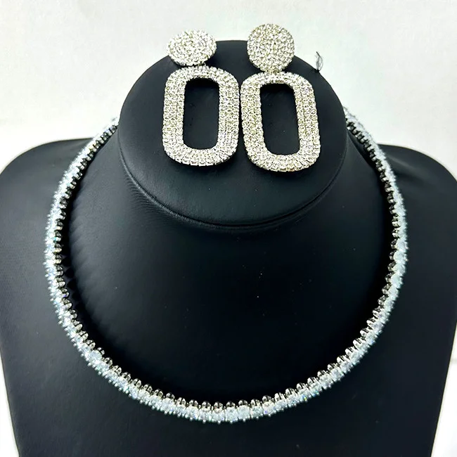 Set Emporia, cercei si colier din pietre semipretioase, Argintiu