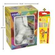 Set Jucarie vatelina pentru colorat lavabila + Carioci Keyroad Washable, 6 culori - 20x14cm - elefant, Colorarte