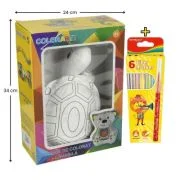 Set Jucarie vatelina pentru colorat lavabila + Carioci Keyroad Washable, 6 culori - 34x24cm - broasca testoasa, Colorarte