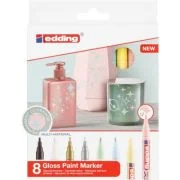 Set Marker Edding 751 cu vopsea, corp metalic, varf rotund, 1-2 mm, set 8 culori gloss pastel