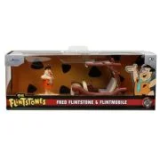 Set masinuta metalica flintmobilul, scara 1: 32, si figurina fred flintstone, jada