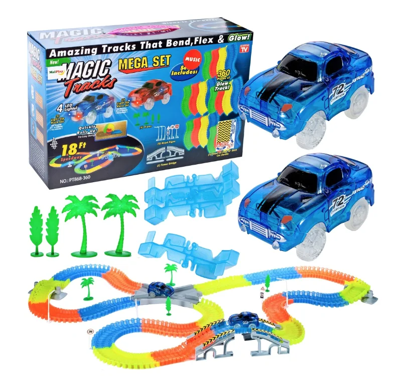 Set pista magica cu 2 masinute Amazing Tracks  Include 360 de piese
