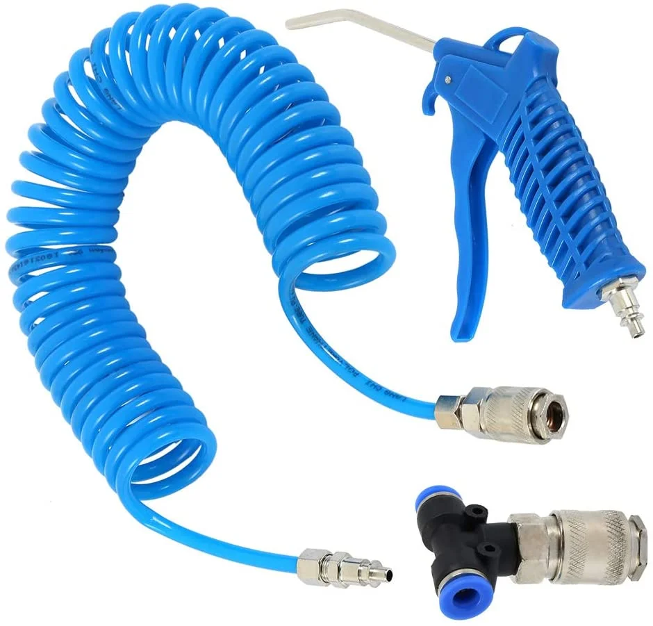 Set pistol de suflat aer  furtun spirala de 5 m T de conectare camion