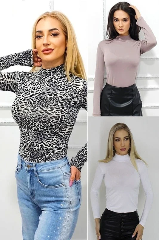 Set promo, cu trei piese malete Lady Liza Soft Safari, cu guler pe gat si textura subtire, Marime S/M