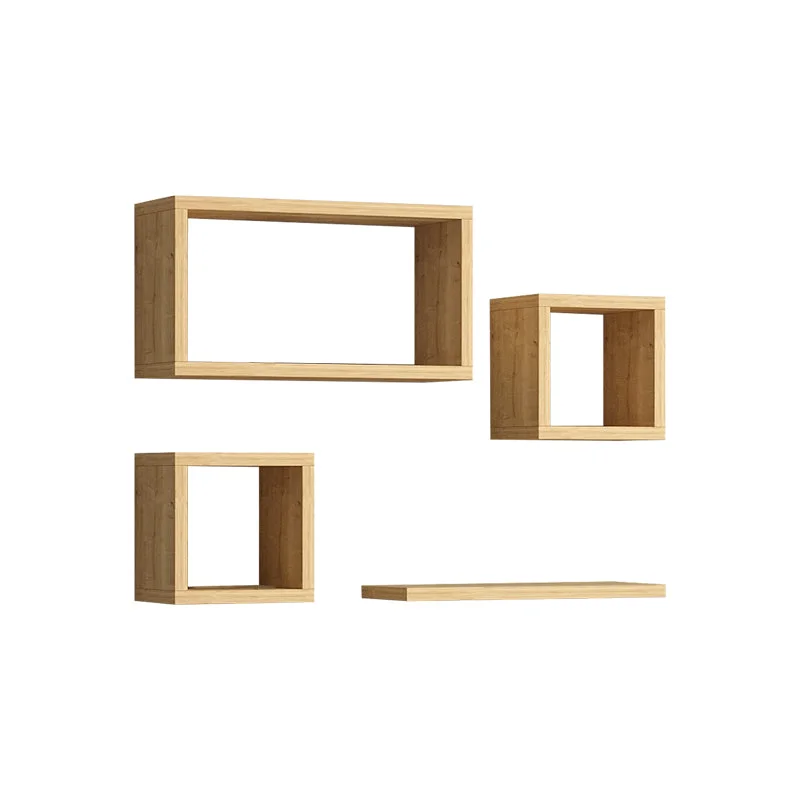 Set rafturi de perete 3 buc Babine  Alb - Antracit - Stejar 84x15x44 cm