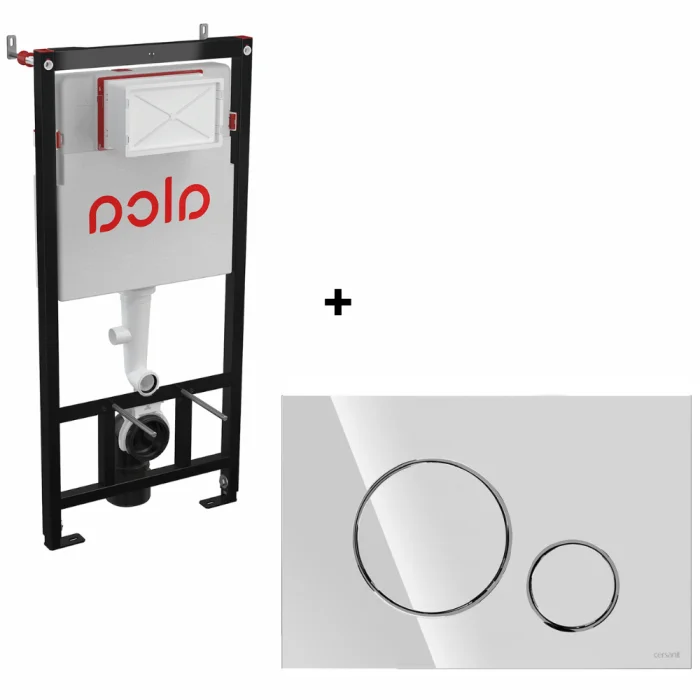 Set rezervor incastrat Alcaplast, cu clapeta de actionare crom lucios, Cersanit Opti B2