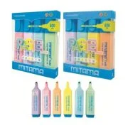 Set textmarkere Mitama, 4 culori Fluo, varf scalpello 5 mm