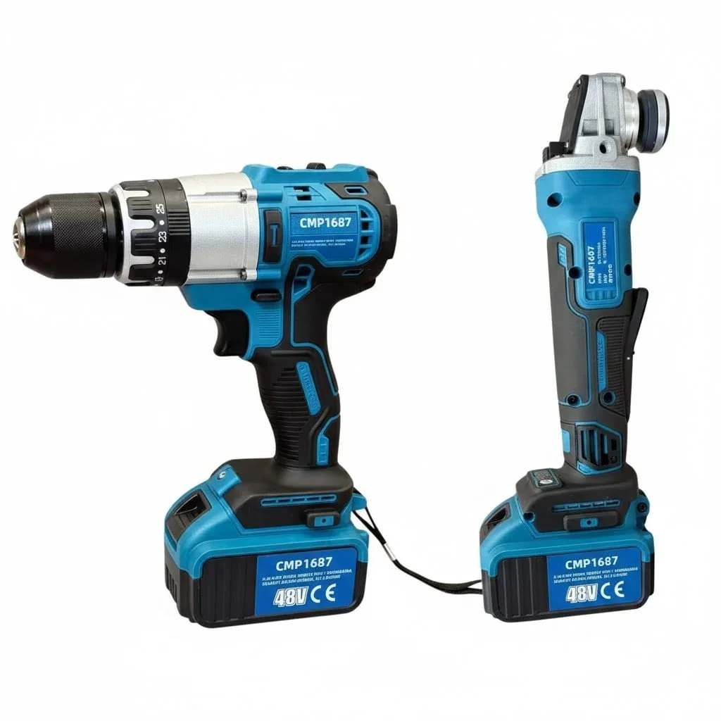 Set Trusa autofiletanta cu percutie si Flex Polizor unghiular 125MM, 2 acumulatori 48V, 8Ah,valiza transport CAMPION PROFESSIONAL CMP1687