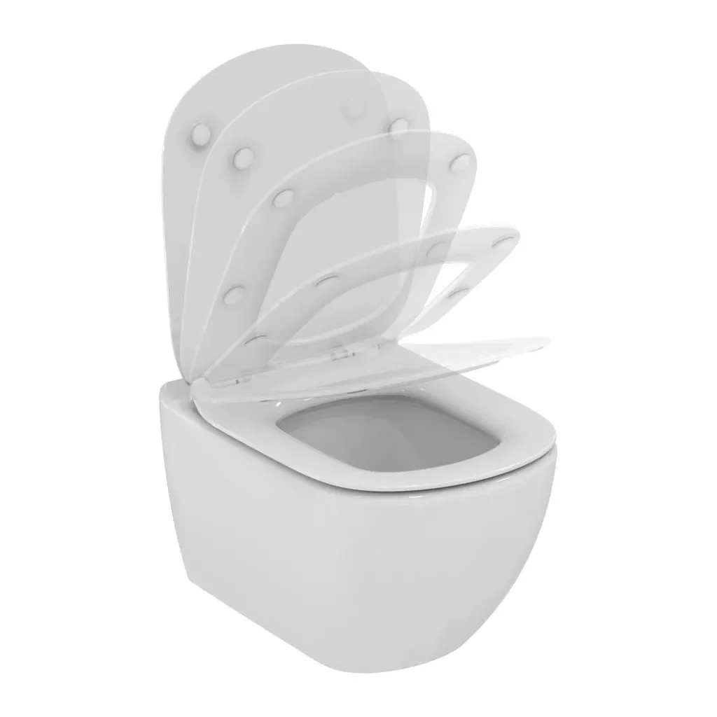 Set vas wc suspendat, cu capac softclose slim, alb, Ideal Standard Aquablade
