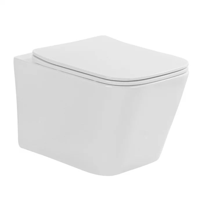 Set vas wc suspendat cu spalare Tornado Flush, capac soft close si quick release, alb, Fluminia