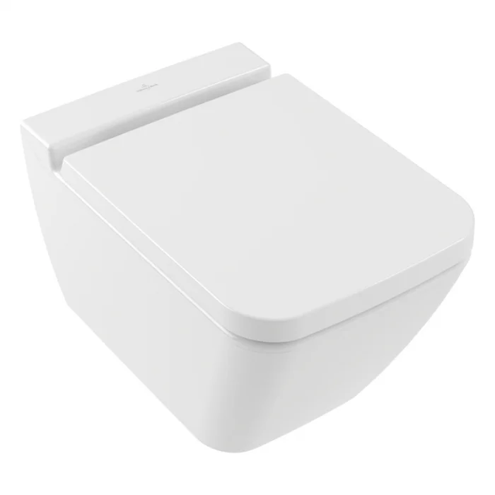 Set vas wc suspendat dreptunghiular, alb lucios, capac soft close si quick release, Villeroy  Boch Finion