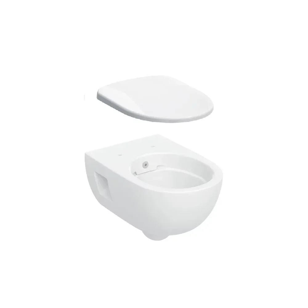 Set vas wc suspendat rimfree cu functie de bideu si capac inclus, alb lucios, Geberit Selnova