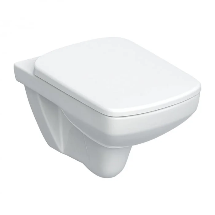 Set vas WC suspendat rimless alb, cu spalare verticala si capac soft close din duroplast, Geberit Selnova Square
