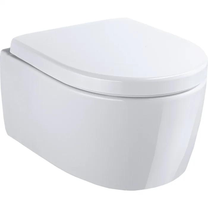 Set vas wc suspendat rimless cu capac soft close,  forma ovala, alb, Geberit iCon