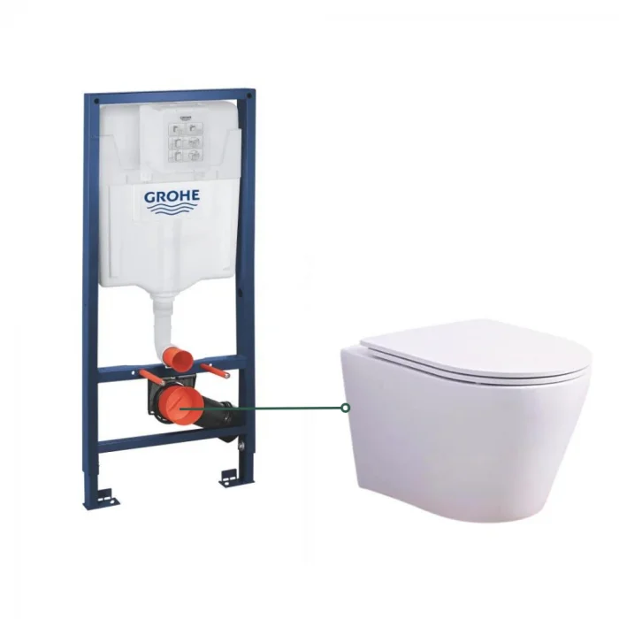 Set vas wc suspendat rimless cu capac soft close Oslo si rezervor wc incastrat Grohe Rapid SL