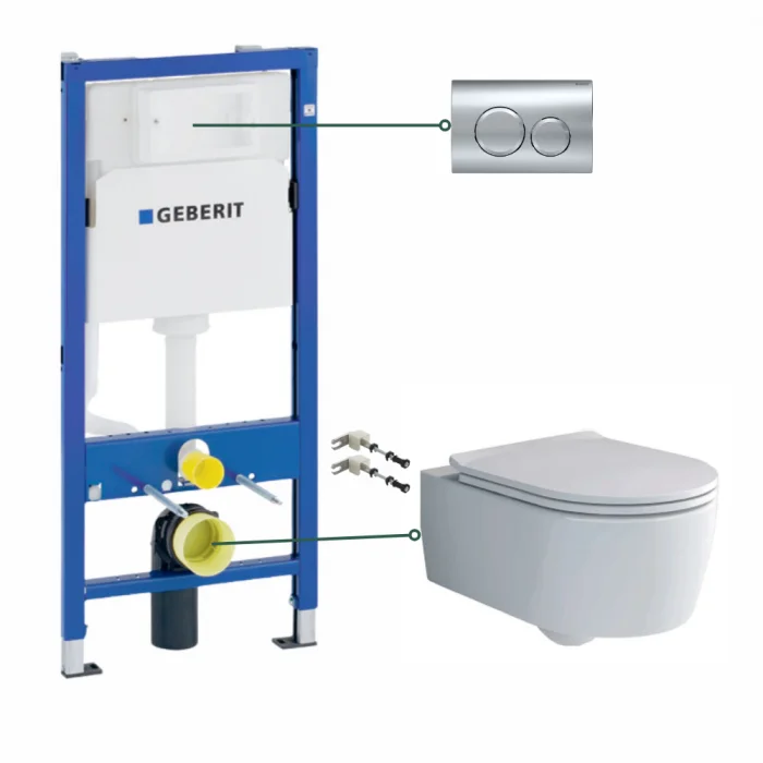 Set vas wc suspendat rimless cu capac soft close, Villeroy  Boch Soul, rezervor incastrat si clapeta Geberit