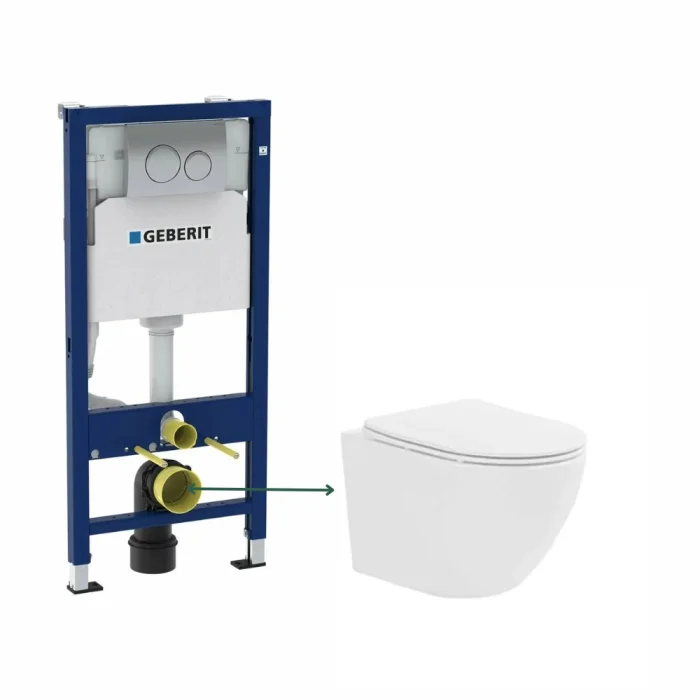 Set vas wc suspendat, tornado, alb, cu capac softclose, Fluminia Ricci cu rezervor incastrat Geberit si clapeta crom lucios  Duofix Delta