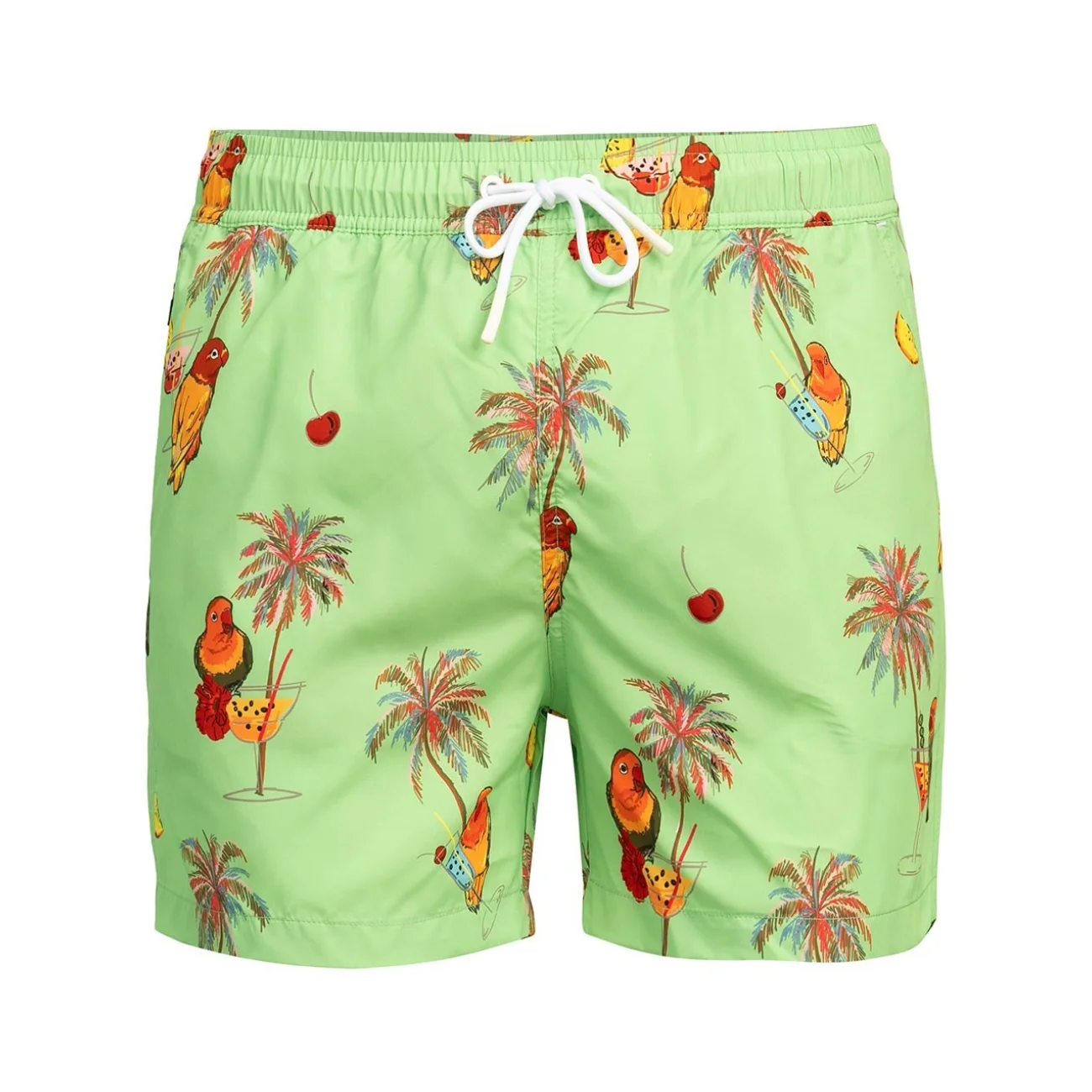 Short slim verde print parrot Xxl