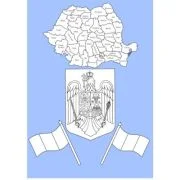 Simbolurile si harta Romaniei. Siluete din carton pentru colorat