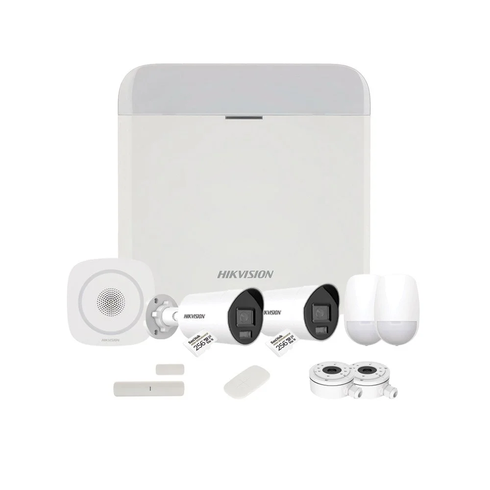 Sistem alarma antiefractie Hikvision AcuSense DarkFighter CCTV Intrusion, 2.8 mm, 4 MP, LAN, WiFi, GPRS, 16 partitii, 64 zone/iesiri, 32 utilizatori, 868 MHz, carduri memorie incluse