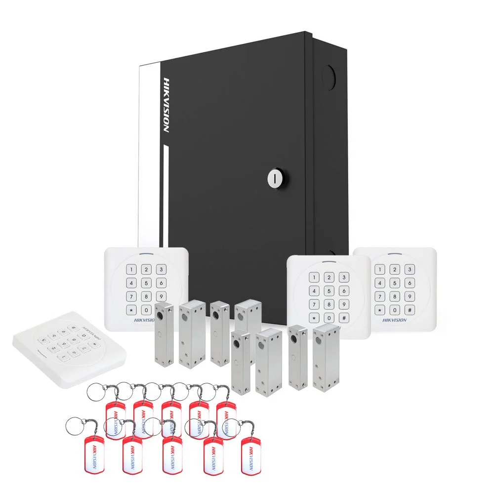 Sistem control acces Hikvision KIT-CA-4UBCCV2, cod, cartela, 13.56 MHz, patru usi unidirectionale