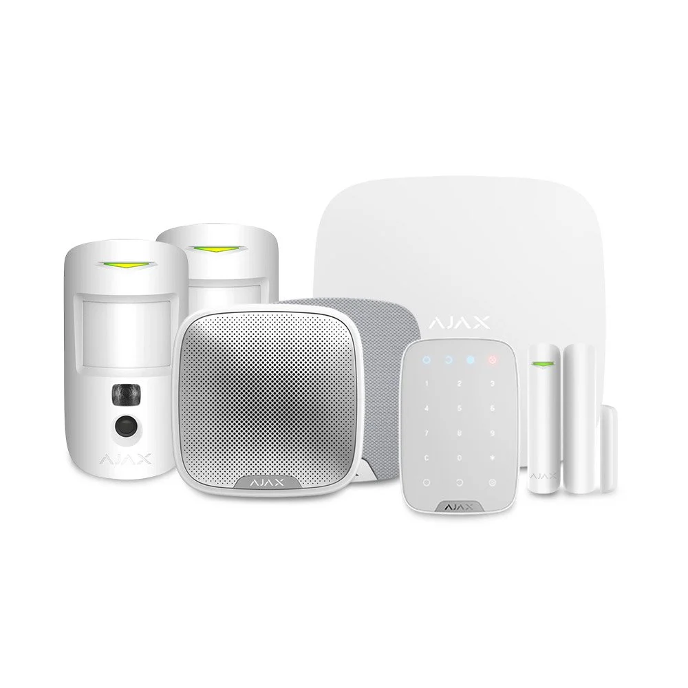 Sistem de alarma wireless Ajax Cam Security, 12 m, 88 grade, 640x480p, iluminator IR, pet immunity, 868 MHz, 105 / 113 dB, 15 taste, silent alarm