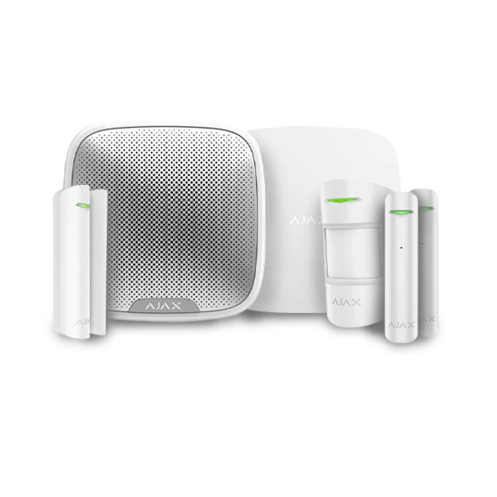 Sistem de alarma wireless IP/GSM Ajax KIT-AJAX-IP-GSM-4Z, 9 partitii, 100 dispozitive, 113 dB, pet immunity, 868 MHz, control prin aplicatie, instalare usoara