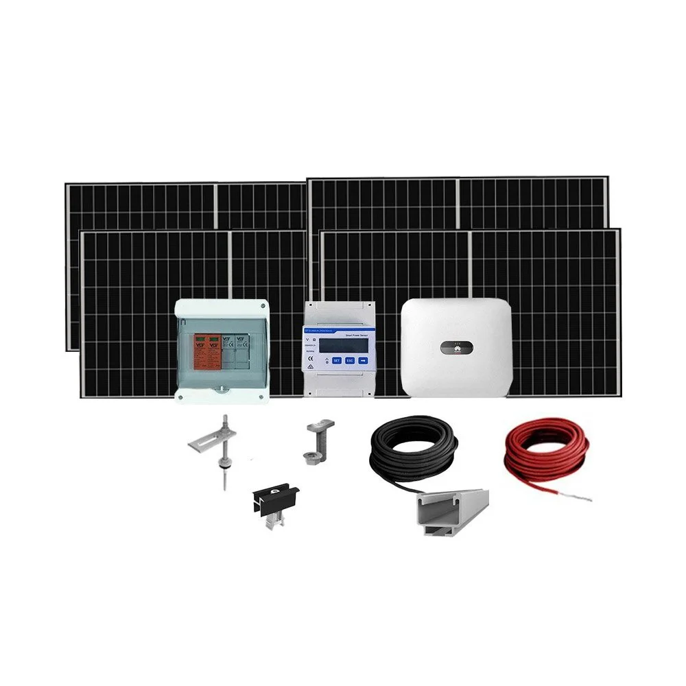 Sistem fotovoltaic complet 6.8 kW, invertor trifazat On Grid WiFi si 14 panouri N-Type JinKO Tiger Neo, monocristalin, 490 Wp, 120 celule, pe structura de metal