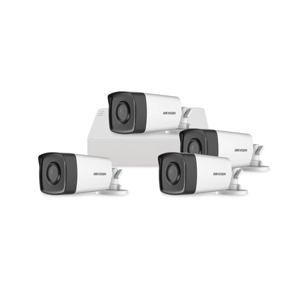 Sistem supraveghere exterior basic HikVision, 4 camere, 2 MP, IR 40 m, 2.8 mm