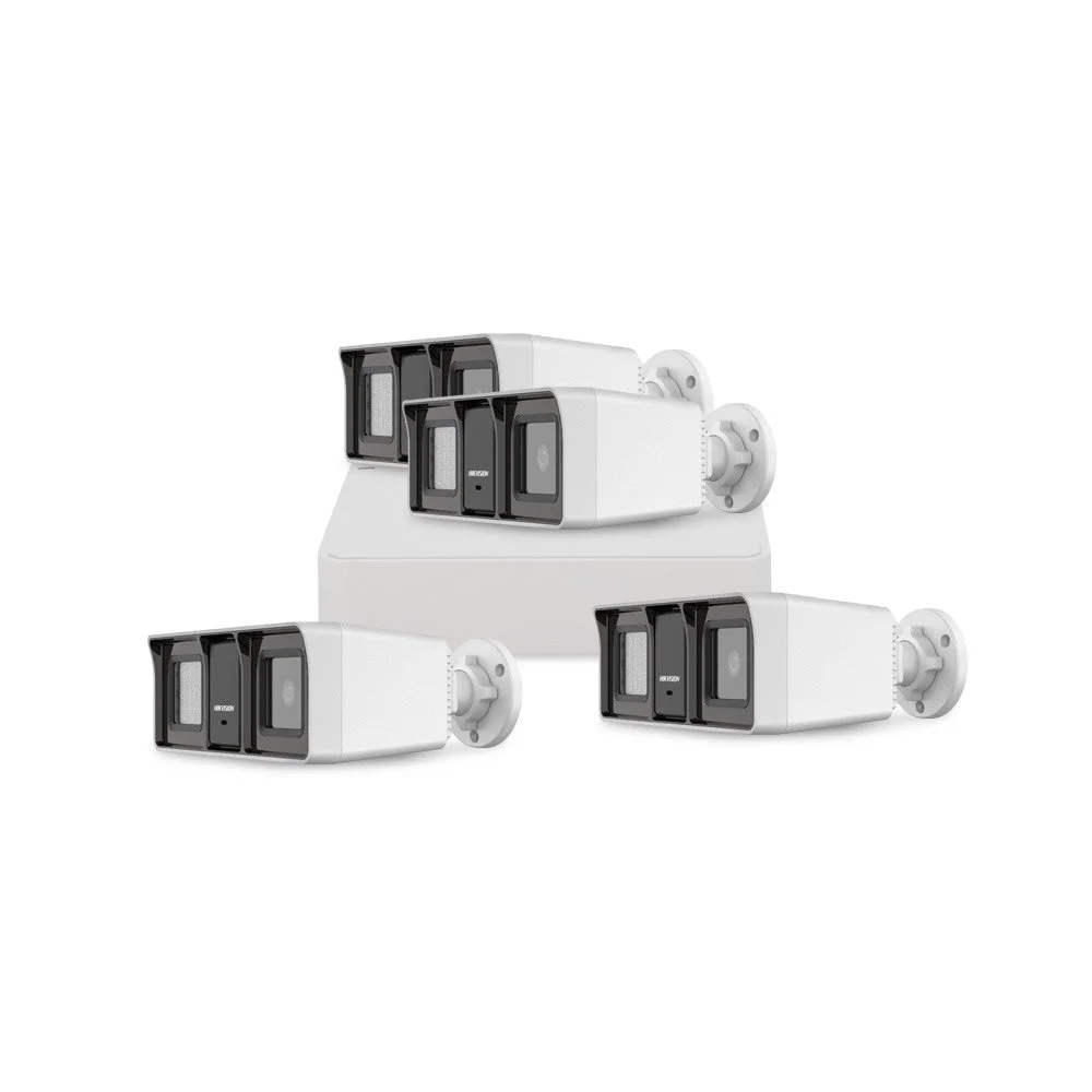 Sistem supraveghere exterior basic HikVision, 4 camere, 2 MP, IR/lumina alba 60 m, 2.8 mm, microfon