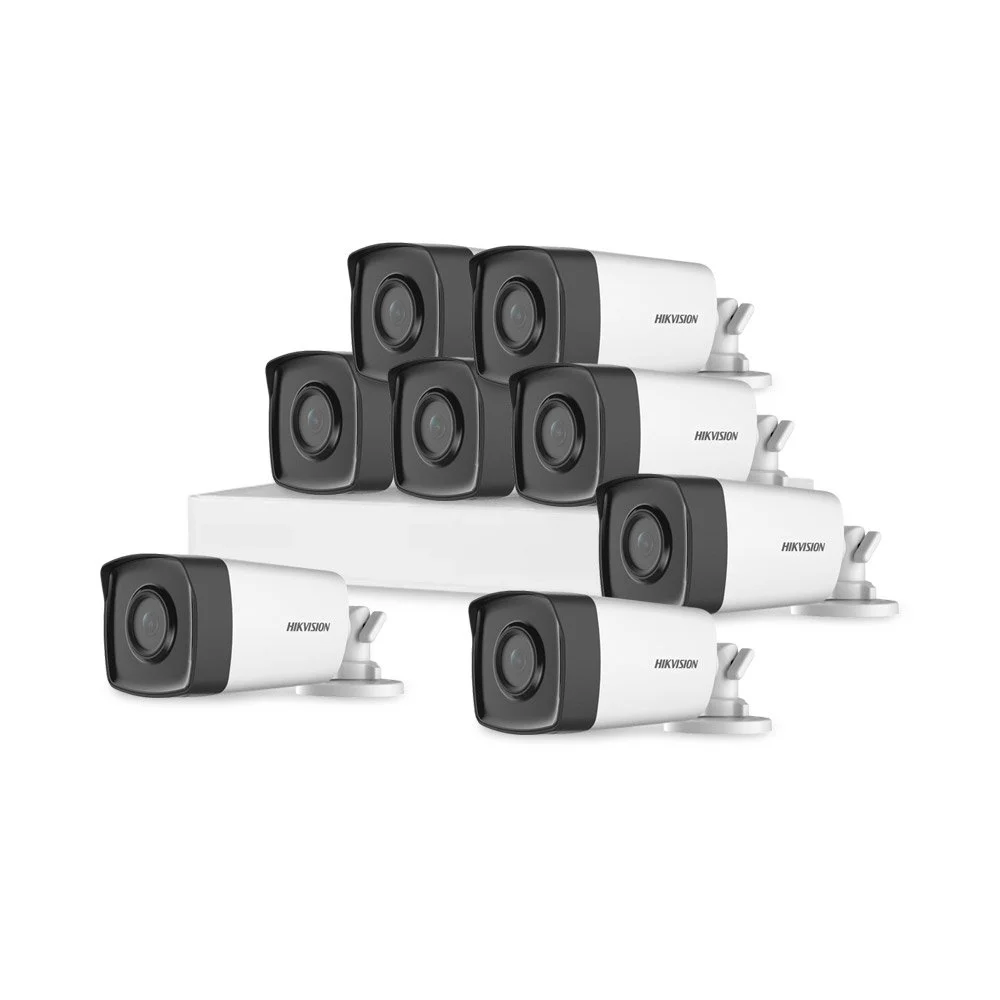 Sistem supraveghere exterior basic HikVision, 8 camere, 2 MP, IR 80 m, 3.6 mm