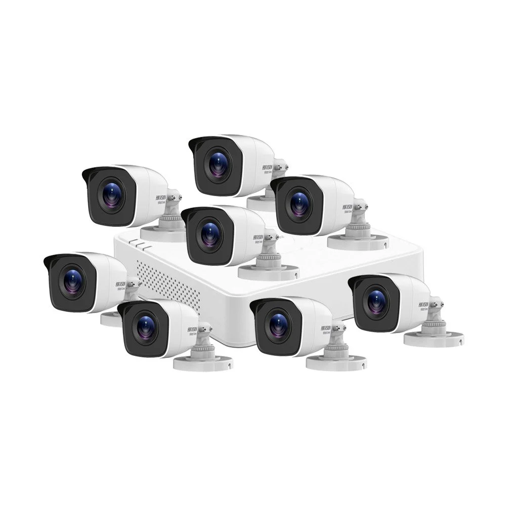 Sistem supraveghere exterior basic Hikvision HiWatch HW-8EXTIR20-5MP, 5 MP, IR 20 m, 8 camere, 2.8 mm