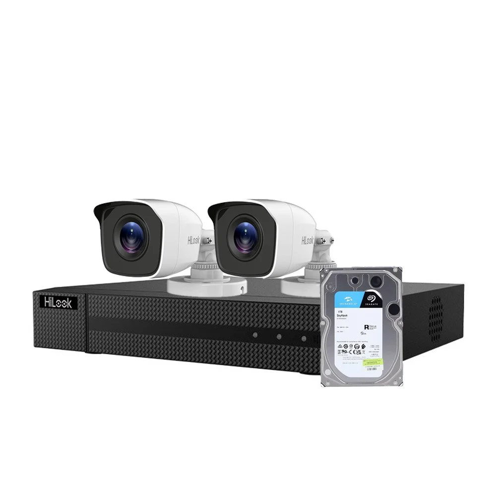 Sistem supraveghere exterior Hikvision HiLook KIT-HL-M-2C-C-0001, 5 MP, 2.8 mm, IR 20 m, HDD 1TB