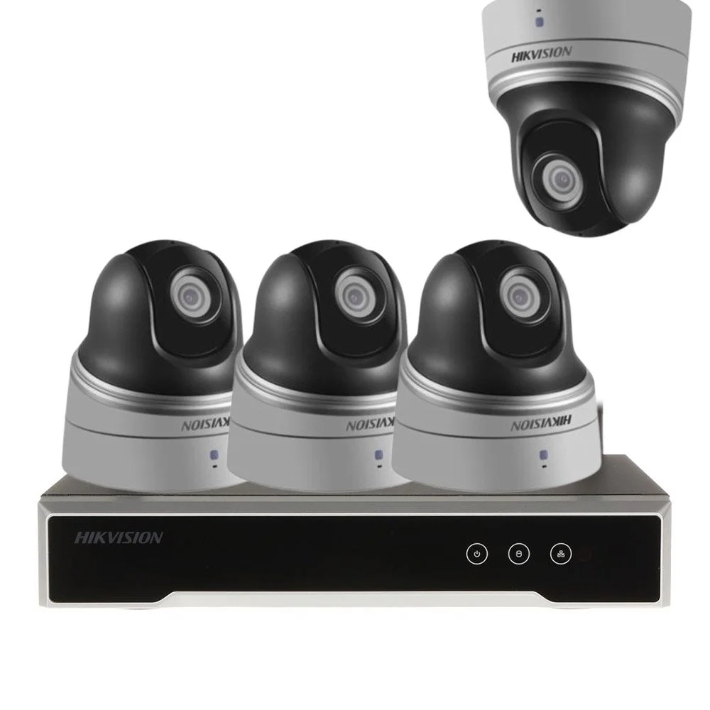 Sistem supraveghere exterior IP WiFi Hikvison KIT-HK-WF-4EXT2MP20IR-P, 2MP,  2.8-12 mm, IR 20 m, slot card, PoE